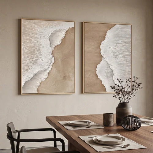 3D-Textured Art | Neutral Textured Coastal Wall Art Ser