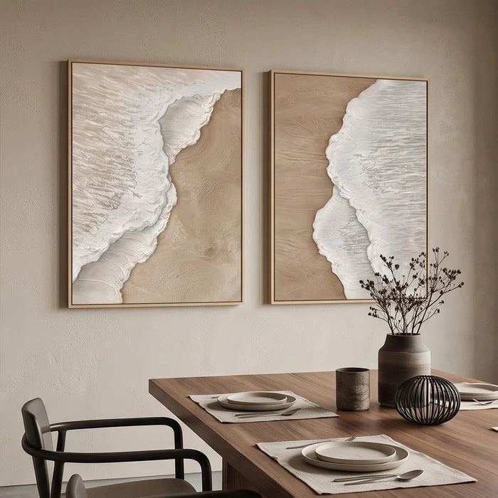 3D-Textured Art | Neutral Textured Coastal Wall Art Ser