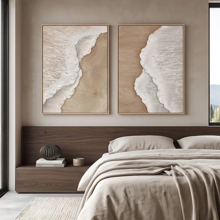 3D-Textured Art | Neutral Textured Coastal Wall Art Ser