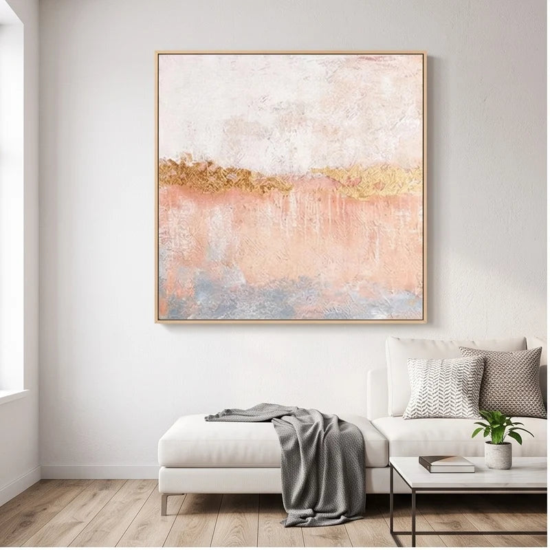 Abstract Art | Pink Neutral Abstract Landscape Wall Art
