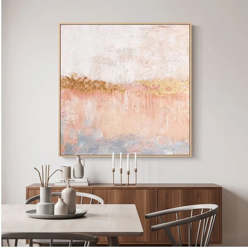 Abstract Art | Pink Neutral Abstract Landscape Wall Art