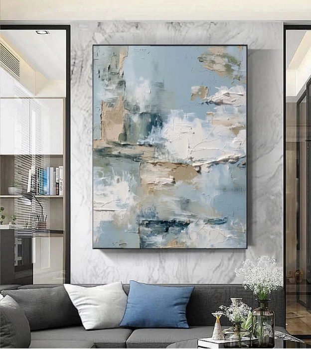 3D-Textured Art | Misty Blue Abstract