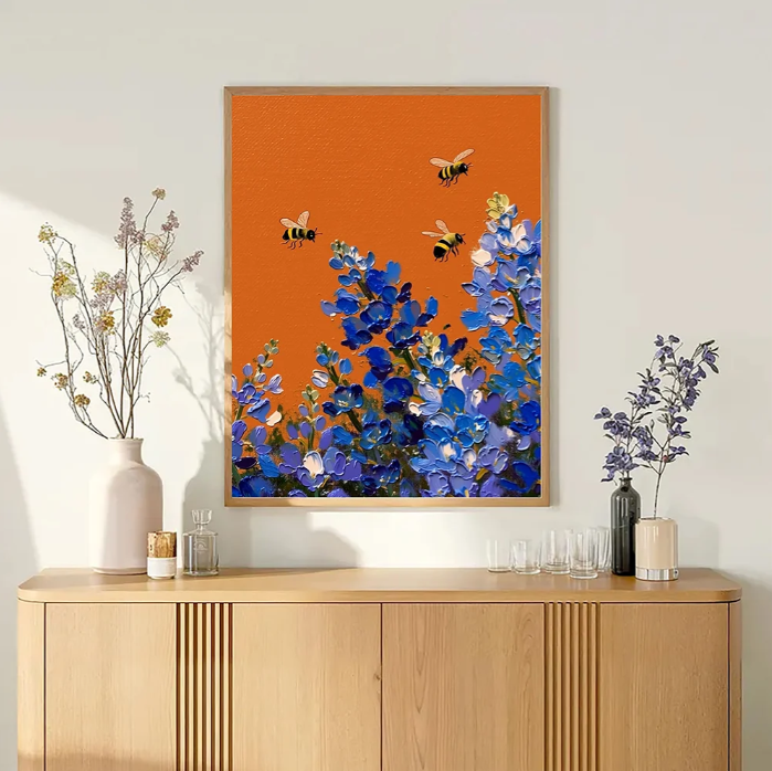 3D-Textured Art | Bluebonnet Bee Dance