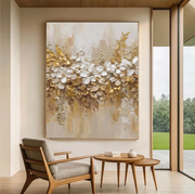 3D-Textured Art | Gilded Floral Relief