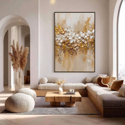 3D-Textured Art | Gilded Floral Relief