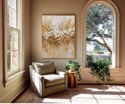 3D-Textured Art | Gilded Floral Relief