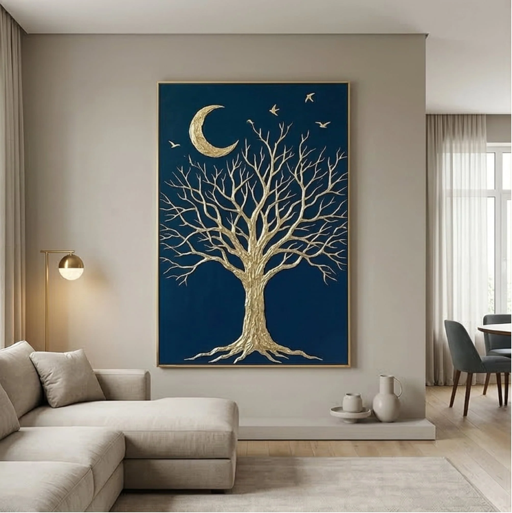 Abstract Art | Moonlit Branch Reverie