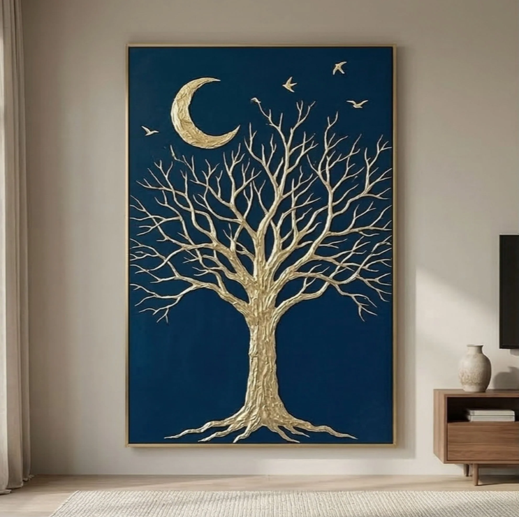 Abstract Art | Moonlit Branch Reverie