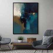 Abstract Art | Deep Blue Gold Crackle