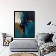 Abstract Art | Deep Blue Gold Crackle