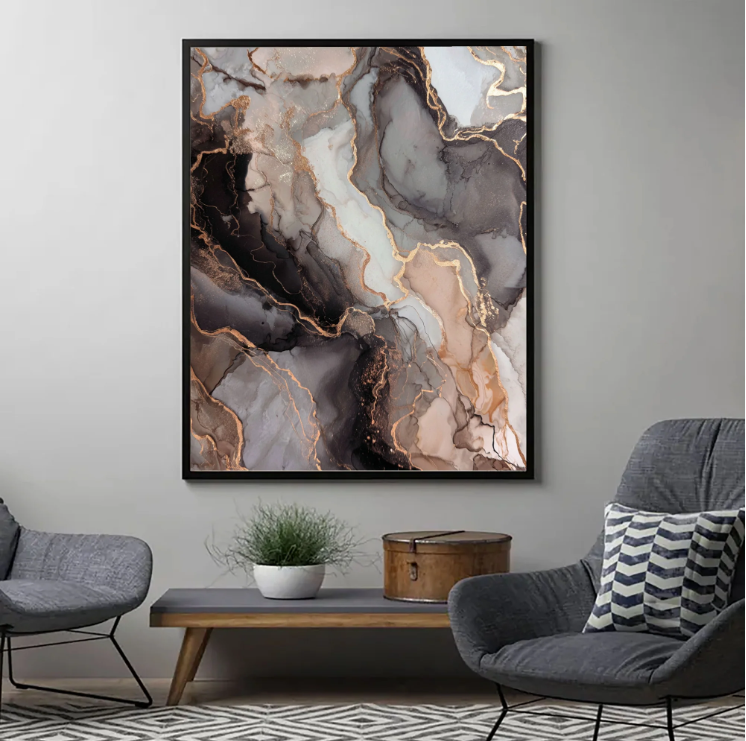 Abstract Art | Gilded Marble Veins
