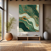 Abstract Art | Verdant Gold Veins