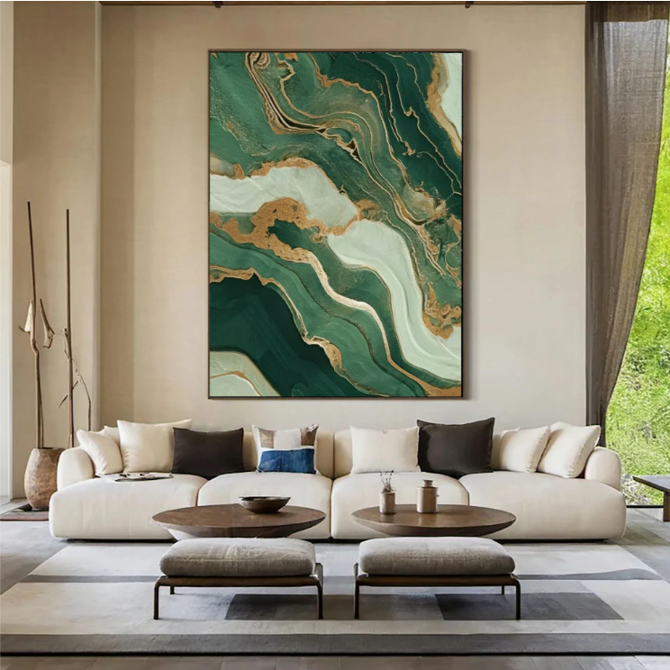 Abstract Art | Verdant Gold Veins
