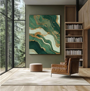 Abstract Art | Verdant Gold Veins