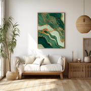 Abstract Art | Verdant Gold Veins