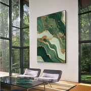 Abstract Art | Verdant Gold Veins