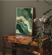 Abstract Art | Verdant Gold Veins