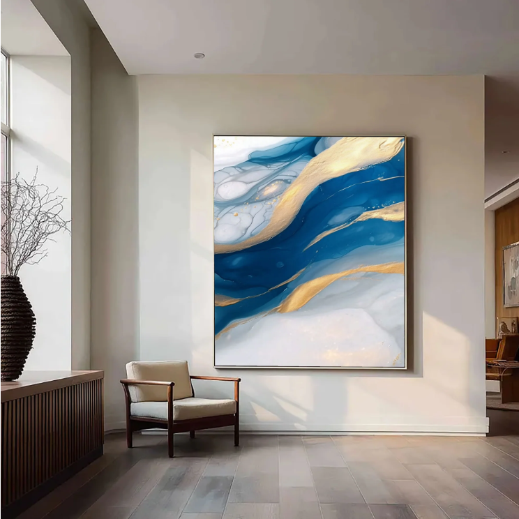 Abstract Art | Gilded Azure Currents