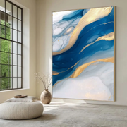 Abstract Art | Gilded Azure Currents