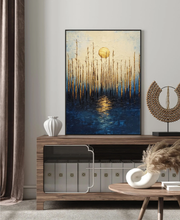 Abstract Art | Gilded Moonlit Reed Reflection