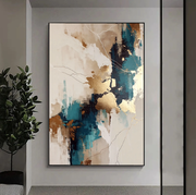 Abstract Art | Teal Gold Kintsugi Fusion