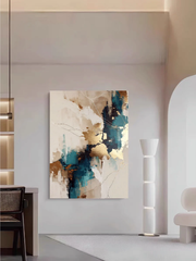 Abstract Art | Teal Gold Kintsugi Fusion