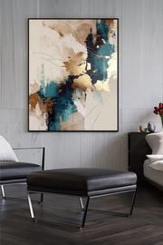 Abstract Art | Teal Gold Kintsugi Fusion