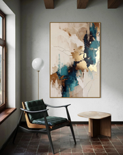 Abstract Art | Teal Gold Kintsugi Fusion