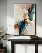 Abstract Art | Teal Gold Kintsugi Fusion