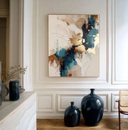 Abstract Art | Teal Gold Kintsugi Fusion