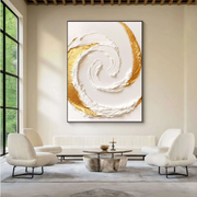 Abstract Art | Gilded White Swirl