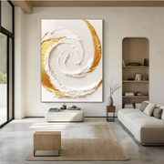 Abstract Art | Gilded White Swirl