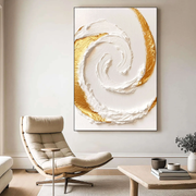 Abstract Art | Gilded White Swirl
