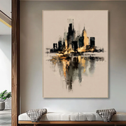 Abstract Art | Gilded Skyline Reflection