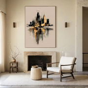 Abstract Art | Gilded Skyline Reflection