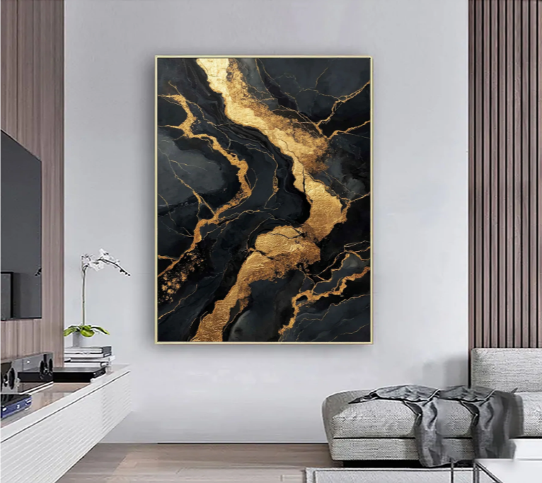 Abstract Art | Gilded Onyx Currents