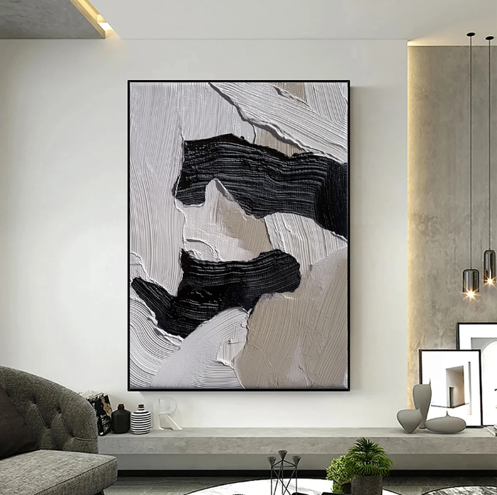 3D-Textured Art | Monochrome Wave Strokes