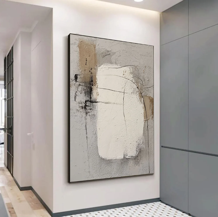 3D-Textured Art | Neutral Block Lines
