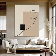 3D-Textured Art | Neutral Geometric Line Relief