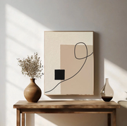 3D-Textured Art | Neutral Geometric Line Relief
