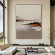 3D-Textured Art | Minimalist Mountain Lake Relief
