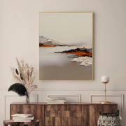 3D-Textured Art | Minimalist Mountain Lake Relief