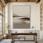 3D-Textured Art | Minimalist Mountain Lake Relief