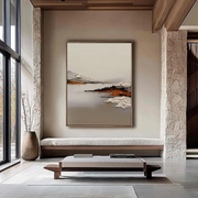 3D-Textured Art | Minimalist Mountain Lake Relief