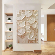 3D-Textured Art | Cream Floral Relief