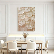 3D-Textured Art | Cream Floral Relief