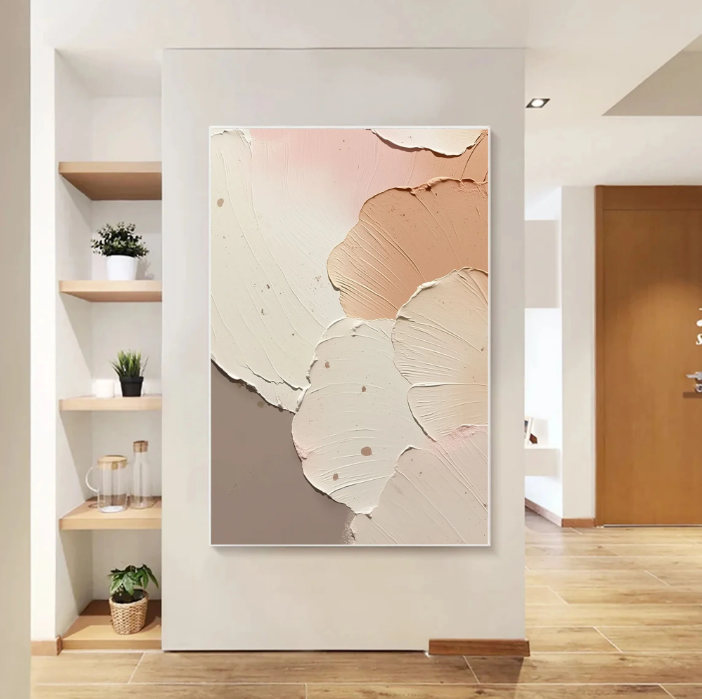 3D-Textured Art | Blush Neutral Petal Relief