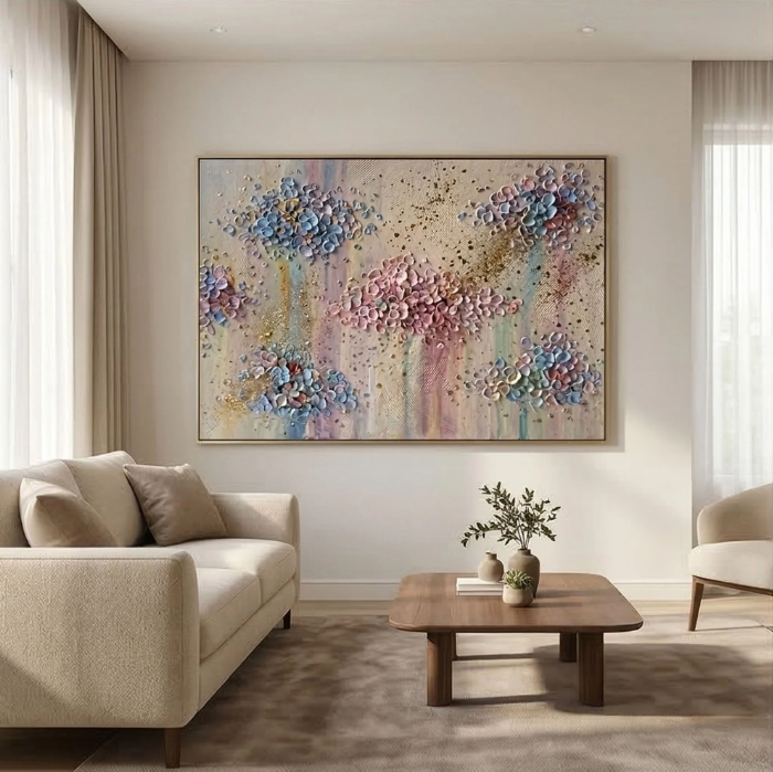 3D-Textured Art | Petal Cascade Glow