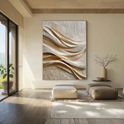 3D-Textured Art | Linen Wave Relief