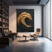 Contemporary Luxe Art | Gilded Midnight Wave